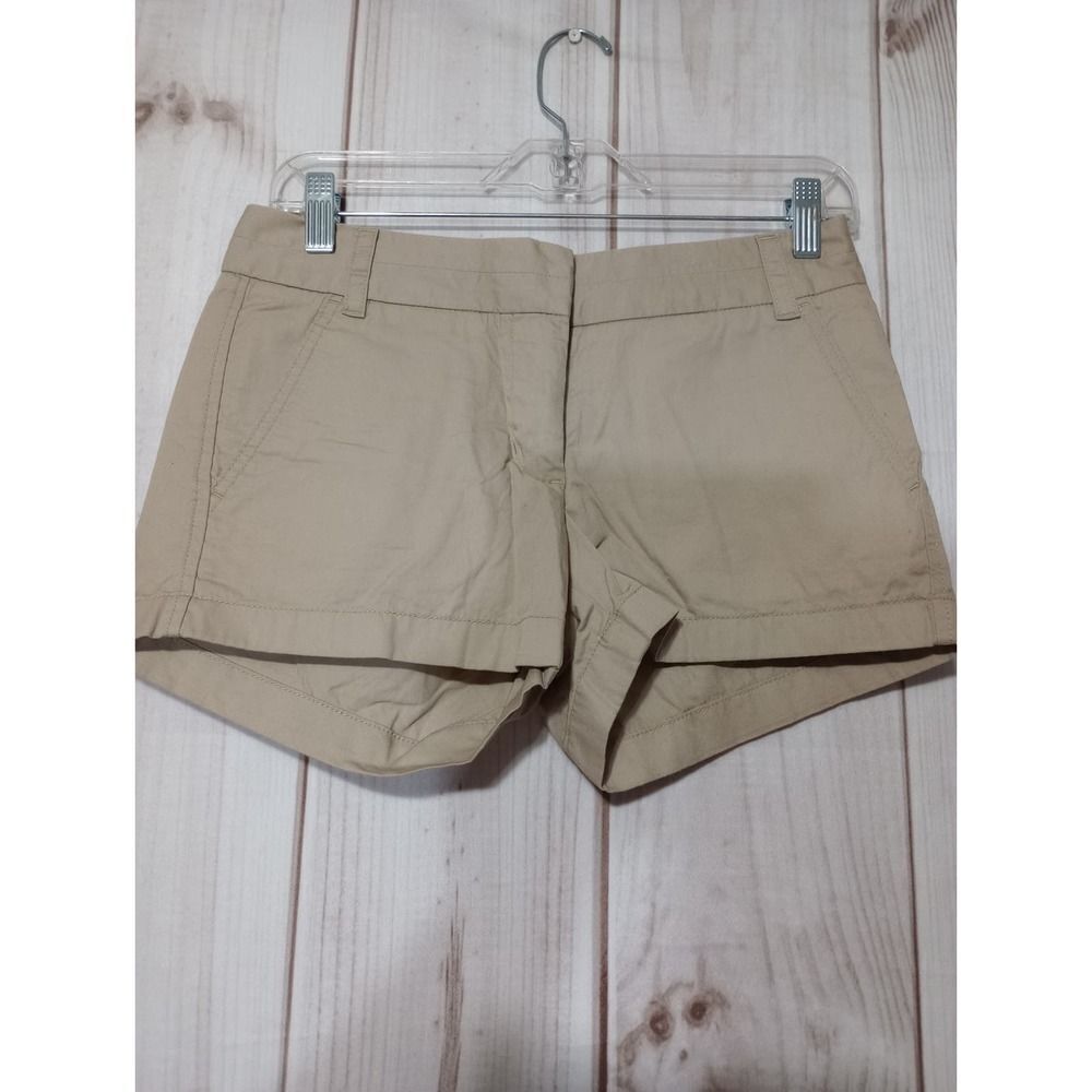 J.Crew Womens Khaki Tan Broken-In Chino Shorts Size 0 Cotton Summer Casual‎